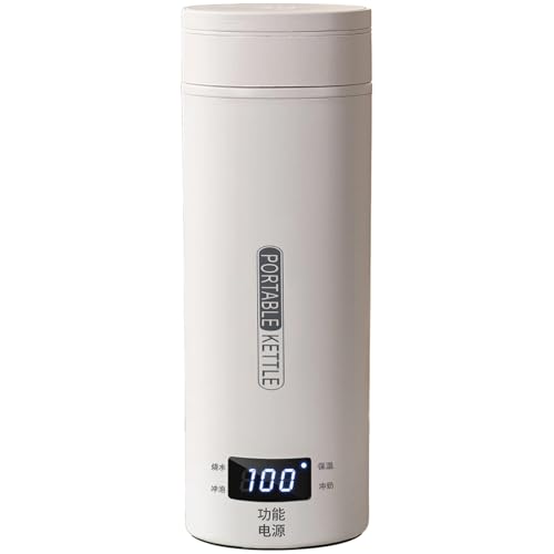 Portable Electric Kettle, Mini Travel Kettle with LCD and 4 Temperature Settings, 304 Steel Interior, 12 hour Keep Warm, Includes Brush and Descaling Agent, 16.9 oz / 500 mL, 110 V US Cord