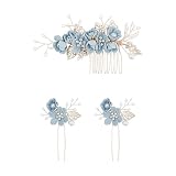 1 Peigne À Cheveux Bleu, 2 Épingles À Cheveux Bleues, Coiffe De Fête De Mariage, Accessoir...