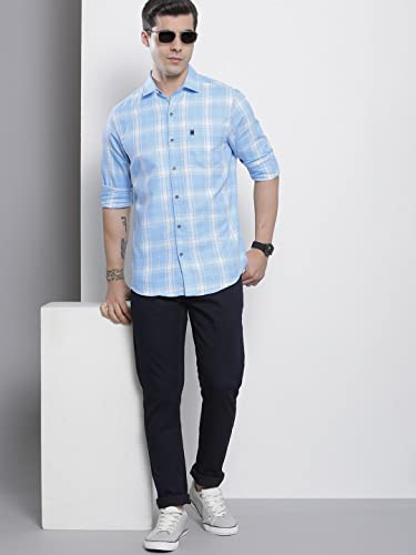 The Indian Garage Co Men's Cotton Regular Fit Checkered Full Sleeves Cutaway Collar Casual Shirt