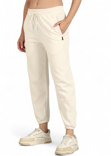 Image of Alan Jones Clothing Women's Fleece Solid Joggers Trackpant | Cotton Blend Sweatpants with Drawstring & Side Pockets | Soft Winter Wear Regular Fit