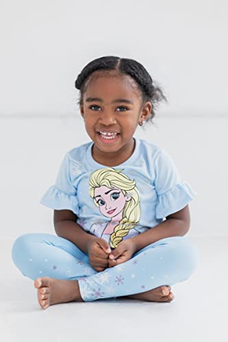 Image of Disney Princess Girls' 2-Piece T-Shirt and Leggings Set Toddler to Big Kid | 2-Piece Coordinated Set, Elastic Waistband Leggings, Breathable Cotton Fabric