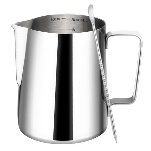 Image of Amrules Milk Frothing Pitcher 20oz Frother Cup Barista Tools, Silver