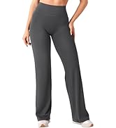 YEOREO Straight Leggings with Pockets for Women No Front Seam Workout Leggings High Waist Wide Le...