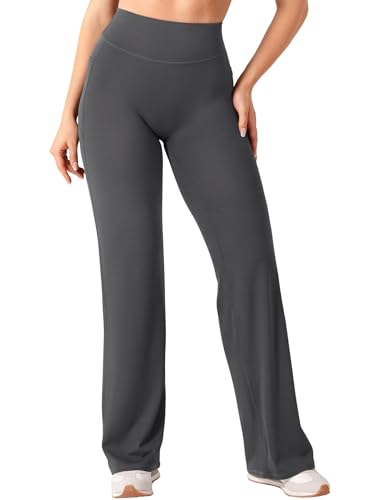 Image of YEOREO Ease Workout Leggings with Pockets for Women No Front Seam Straight Leggings High Waist Wide Leg Yoga Pants 29 inch / 31.5 inch