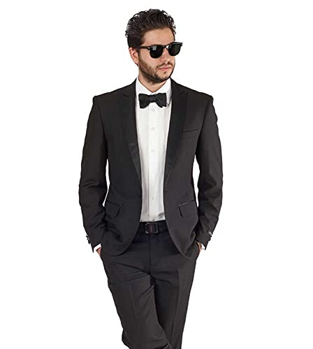 Slim Fit 1 Button Peak Lapel Tuxedo Jacket Satin Collar Dinner Blazer AZAR4