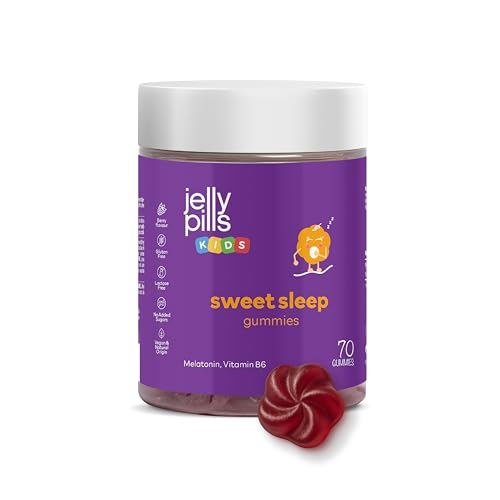 Jelly Pills Gominolas de Melatonina y Vitamina B6 para Niños – 70 Gummies Veganas – Sin Azúcares Añadidos – Sabor Frutas del Bosque – 0,5 mg por Ración