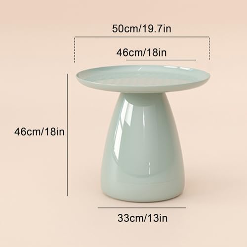 Modern Mushroom-Shaped Nightstand, Simple PC Material Bedside Table with Open Storage, Round Small Coffee Table for Bedroom, Living Room - Bright Green
