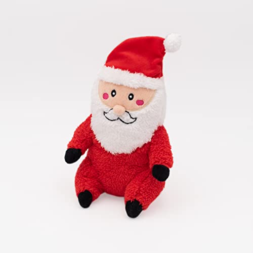ZippyPaws - Holiday Cheeky Chumz - Super Soft Squeaker Plush Dog Toy with Unique Sound - Santa, Multicolours, 9.5 x 6 x 5 in