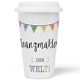 JUNIWORDS To-Go Becher mit Deckel, Bester Finanzmakler der Welt (5699028)