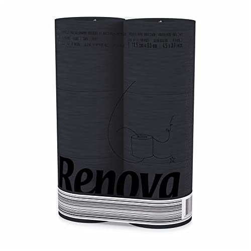 Renova Toilet Roll - Black, 6 Count (Pack of 1)