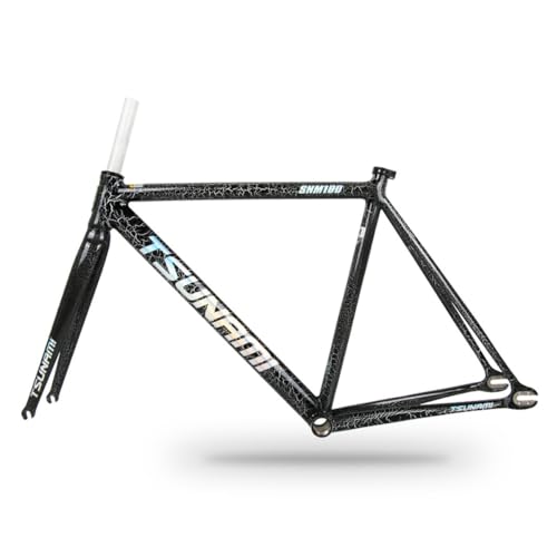 BSFHQS 700C Fixed Gear Bike Frameset 49 52 55 58CM Aluminum Alloy Bike Frame Racing Track Bike C Brake Frame 100/120mm Quick Release(Black Gray