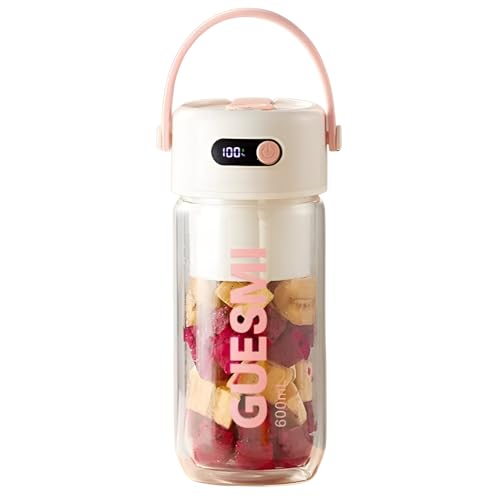 ジューサー ミキサー 小型 600/700/1000ML大容量 充電式 2600mAh大容量バッテリー 26枚刃 ガラス 耐熱耐寒 氷も砕ける お手入れ簡単 ポータブル 一台多役 野菜 果物 離乳食 バッテリー残量表示 旅行 出張 オフィス キャンプ ピク