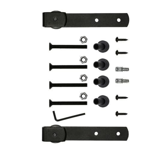Ldabrye Percha de puerta corredera de alta capacidad, estructura de acero suave, acabado negro, 150000 ciclos examinados, juego de herrajes permanentes para puerta de armario