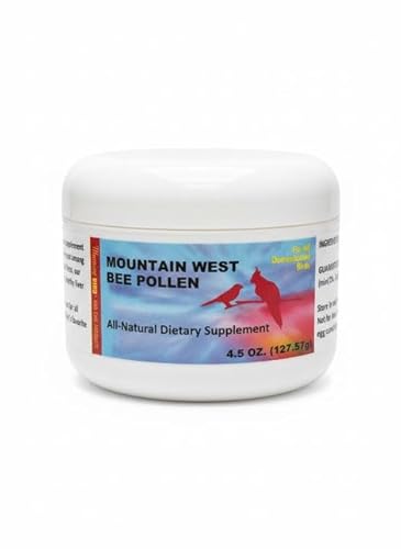 Morning Bird Mountain West Bee Pollen 4.5 Oz – Naturally Immune Support & Protein Powder for Birds – Boosts Strength, Feather Health & Energy Supplements – Easy to Mix with Food for All Bird Types