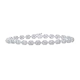 FB JEWELS 14kt White Gold Mens Baguette Diamond Geometric Link Bracelet 2-7/8 Cttw