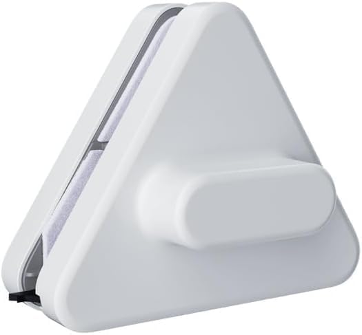 Windshield Magnetic Car Window Cleaner,Magnetic Windshield Cleaner Tool, Double-Sided Window Cleaner Glass Wiper, Triangle Shape, White(Glass 3-10mm)