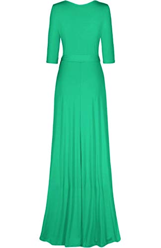 Image of Women's 3 /4 Sleeve Deep V-Neck Maxi Faux Wrap Solid Plus Size Dress
