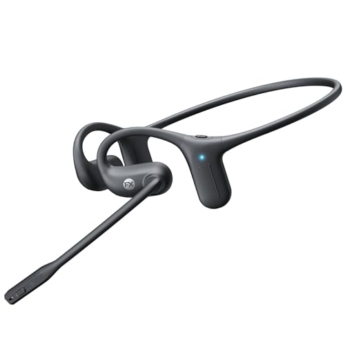 FXWONTY Open Ear Headphones with Mic, Bluetooth V5.4 Headset with Noise Cancelling Microphone, IPX5 Waterproof, 28g Lightweight, Open Ear Headphones, 20H Playtime for Workout, Driving, Meeting&Call