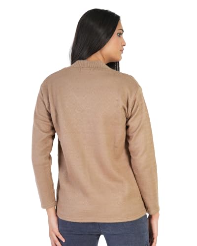 Image of MANRA Women's Woolen V-Neck Buttoned Full Sleeve Cardigan Self Design Soft Wool Fabric Winter Wear Pure Wool Sweater Fully Warm with Front Pockets Stylish Cardigan
