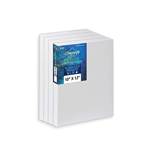 Image of Medium Grain Artist Stretched Canvas 10 inch x 12 inch | Primed Cotton | Suitable for Acrylic, Oil & Alkyd Paints - for Painting, Sketching & Drawing | Pack of 4