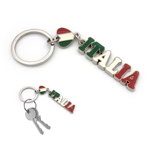 Powersell Porte-clés de poche avec anneau porte-clés, drapeau national italien en métal, accessoire pour homme et femme, idée cadeau (inscription)