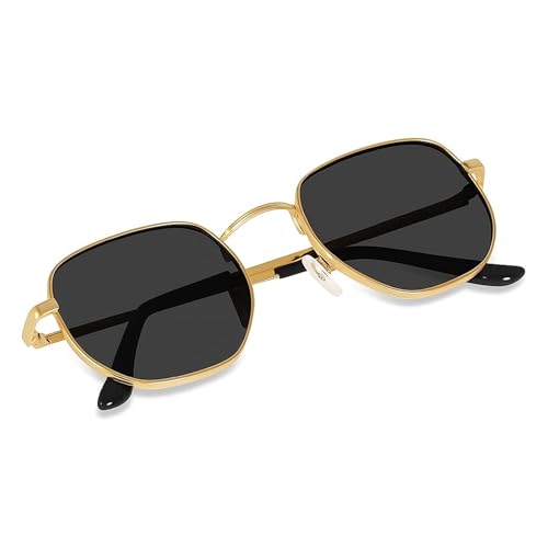 Image of IFLASH UV Protected Hexagonal Small Octagonal Sunglasses for Men and Women