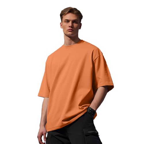 Image of Nobero 100% Cotton Oversized T Shirts for Men Stylish | Oversized Fit | Solid T Shirts for Men 180 GSM Combed Cotton | Round Neck Half Sleeve