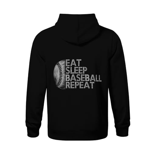 Kids Cool Eat Sleep Baseball Repeat Baseball Player Funny Baseball Boys Girls Lightweight Kangaroo Pocket Hoodies3