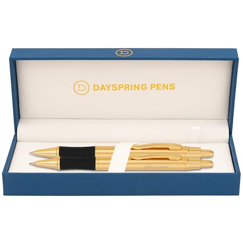 Dayspring Pens - Personalized Monroe 18 Karat Gold Plated Gift Pen and Pencil Set. Custom...