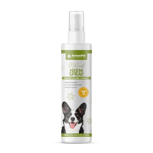 AnnonPet® Natural Neem Spray Spray Repellente Naturale per Cani con Olio di Neem e Citronella | Protezione Antiparassitaria contro Zanzare, Zecche e Pulci | Sicuro e delicato | Raccomandato 250 ml