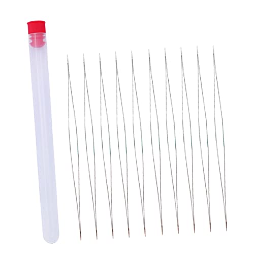KALLORY 12.6cm Long Straight Beading Thread Needles Set Beading Needles Tee Pin for DIY Jewelry Making Stainless Steel and Plastic Material for Women
