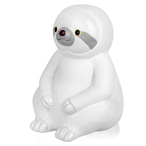 Image of Winsterch Ceramic Piggy Bank, White, Sloth Money Bank for Kids & Adults | 7.87 x 5.9 Inches, Large Capacity, Cute, Combines Educational and Decorative Functions, Saving Box Coin Bank Gift for Girls