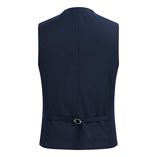 Allthemen Gilet Homme Costume de Gilet Casual Business double boutonnage à col en U Bleu Marine L - Image 4