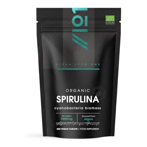 Organic Spirulina 1000mg Vegan Tablets by Alpha01 Cover