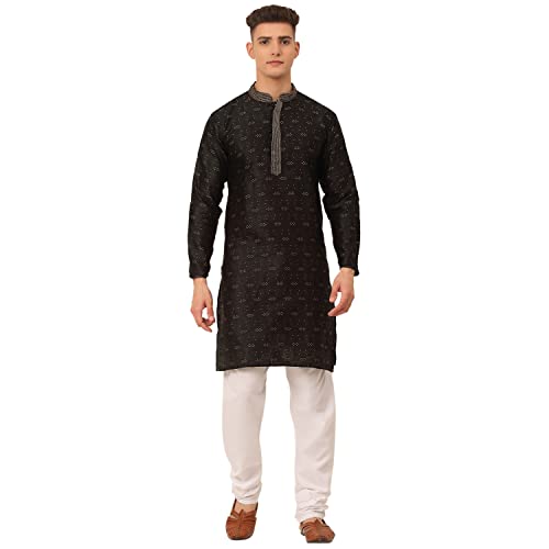 Image of Jompers Men's Silk Blend Floral Regular Kurta Pyjama Set