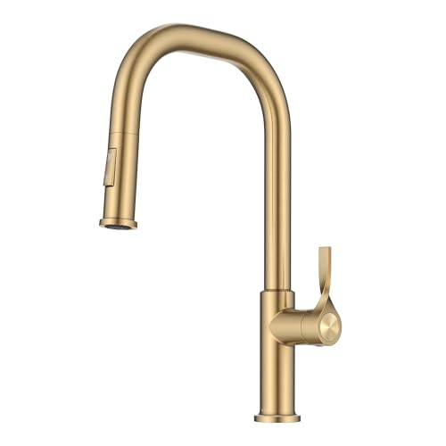 KRAUS Torak Pull Down Kitchen Faucet in Spot-Free Brushed Brass with 2 Function Sprayer,...