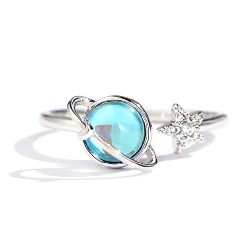 ARHZ Piedra Lunar Anillo Mujer De Plata De Ley 925 Abierto Ajustable Anillos,anillos mujer plata