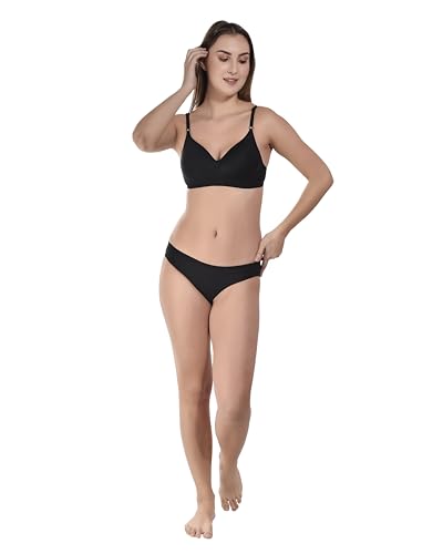 Image of SGC SWEDEN Women's Lingerie Set | Cotton Blend Lightly Padded Non Wire Push-Up Bridal Bra Panty Lingerie Set | Super Soft and Comfortable Lingerie Set