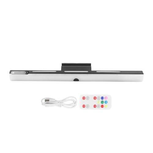 Zonizforceal Barra de luz RGB recargable con control remoto, barra de luz LED magnética, 3 temperaturas de color ajustables y batería de 1800 mAh, para armarios, escritorios y espejos de (Negra)