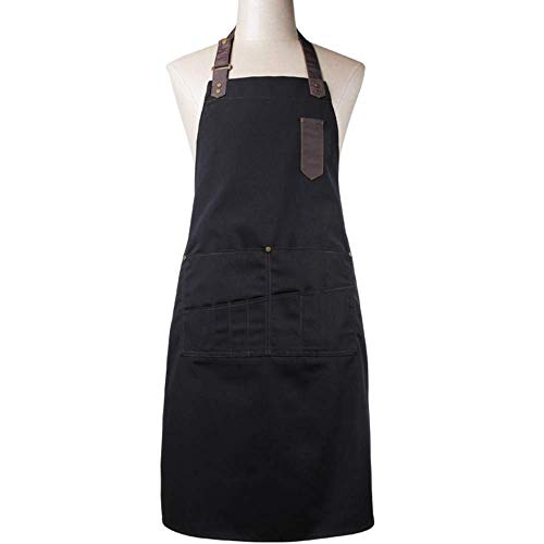TOONEV Kitchen Cooking Canvas Apron for Women and Men, Adjustable Chef Bib Apron