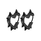 Y2K Spiky Heart Hoop Earrings for Women - Emo Punk Earrings, Black Spike Earrings - Stainless Steel Hoop Earrings, Gothic Jewelry - Black