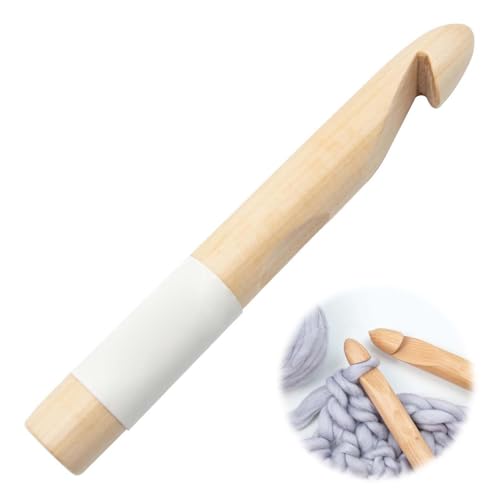 EsiFare 25mmの大きなかぎ針編みのフック 手作りかぎ針編みのフック 手彫りのかぎ針編みのフック 木製かぎ針編みの針 かぎ針25mm 人間工学に基づいたかぎ針編みのフック 弱い手 編み物愛好家用 長いかぎ針編み針