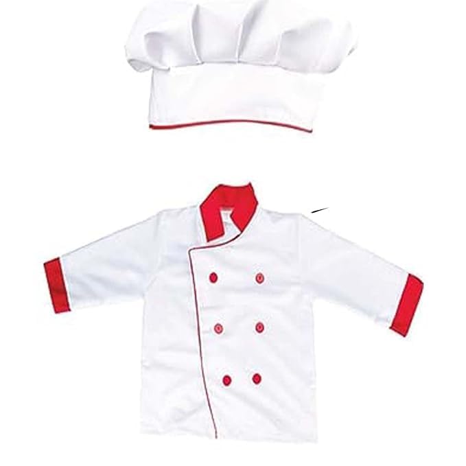 MODERNAZ Chef apron for kids | chef cook costume with hats | baby chef apron, suitable for girls boys perfect decoration for (Photography Prop) (4-6 Years, White and red button) (B0D3PQFKZL) Amazon Price History, Amazon Price Tracker