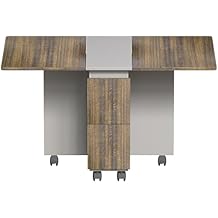 5 Pcs Folding Extendable Dining Table Set with 4 Chairs for 4 Peoples, 55 Drop Leaf Wood Kitchen Dining Room Table Set with Storage and 6 Wheels for Small Space Saving, Brown