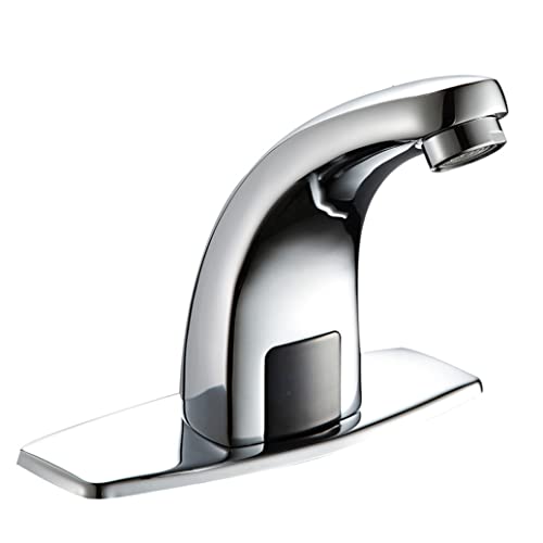 Awlstar Single Hole Touchless Bathroom Sink Faucet Hands Free Kitchen Faucet Polished Chrome Dc-Powered, 6*6 Inches, Silver #TOP20
