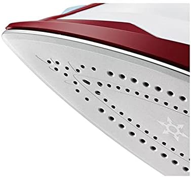 క్లోజ్-అప్ view of the ceramic soleplate of the Bosch steam iron, showing steam vents.