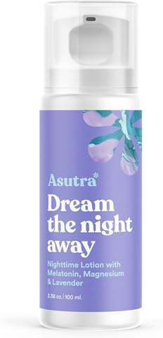 ASUTRA Melatonin Lotion w/Magnesium and Lavender, 100 ml | Aromatherapy of Natural Sweet Almond, Lavender & Sh