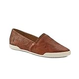 Frye Melanie Slip On Shoes for Women Crafted from Premium Leather with White Rubber Toe Bumpers and Soles, Leather Lining, and Removable Footbeds – 1 ¼” Outsole, Cognac - 6 M