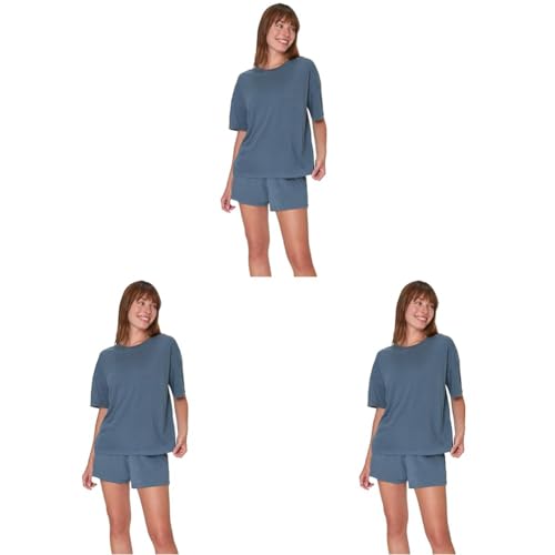 Image of Hanes Women's Originals Supersoft Boxy T-Shirt & Sleep Shorts Set, Comfywear Lounge /Sleepwear (Pack of 3)