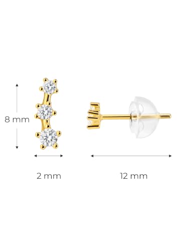 Image of S925 Sterling Silver Earrings, Hypoallergenic Stud for Women & Men | Minimalist Dainty Design, Solid 925 Sterling Silver or with 18K Gold Plate, Daily /Party Wear, Birthday Gift, Silver or Gold